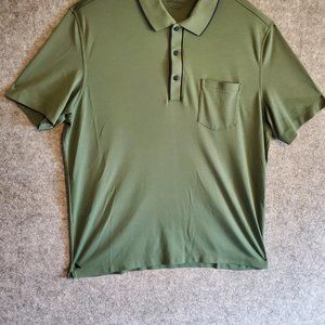 UNTUCKit Large Johnny Collar Polo Green/Black Trim
